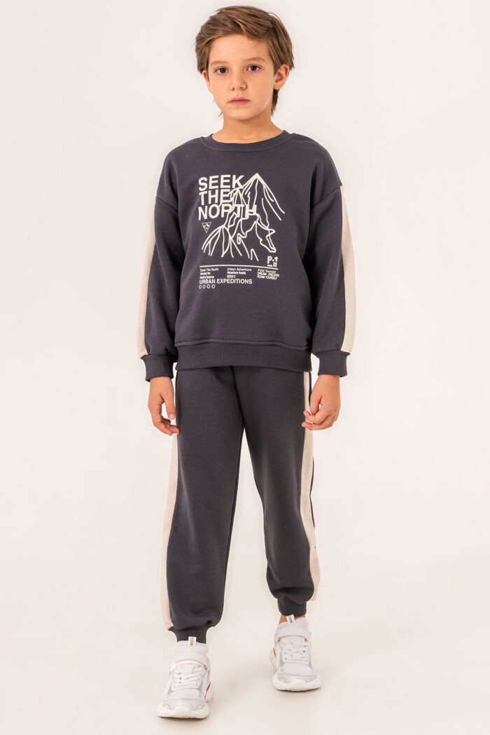 Füme Seek The North Baskılı 5-9 Yaş Takım - 3519-4