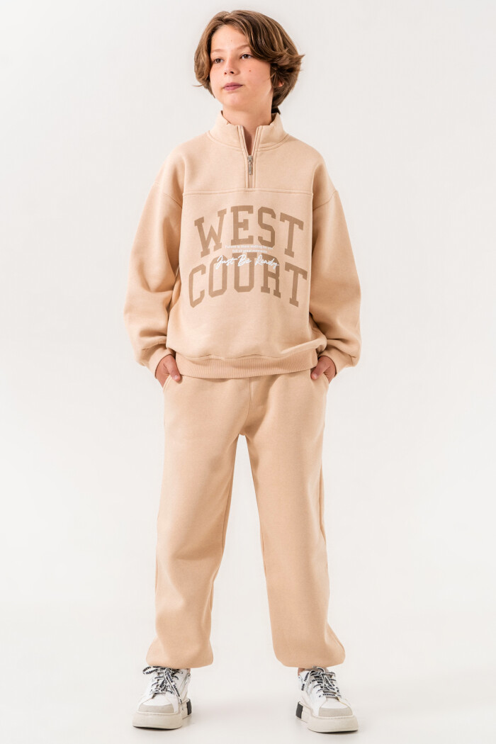 Bej West Court Baskılı 8-12 Yaş Takım - 3526-1