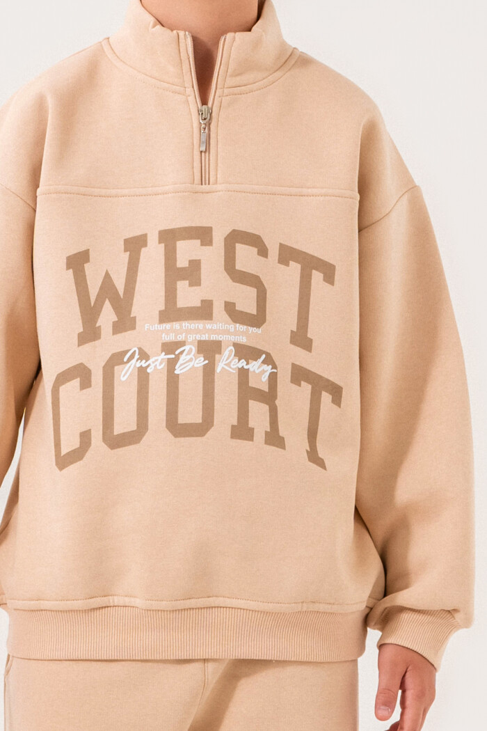 Bej West Court Baskılı 8-12 Yaş Takım - 3526-1