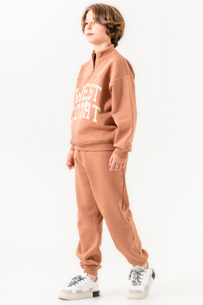 Kahve West Court Baskılı 8-12 Yaş Takım - 3526-2