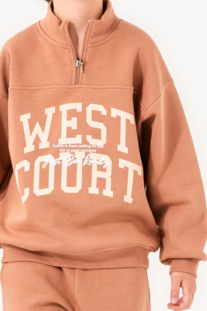 Kahve West Court Baskılı 8-12 Yaş Takım - 3526-2