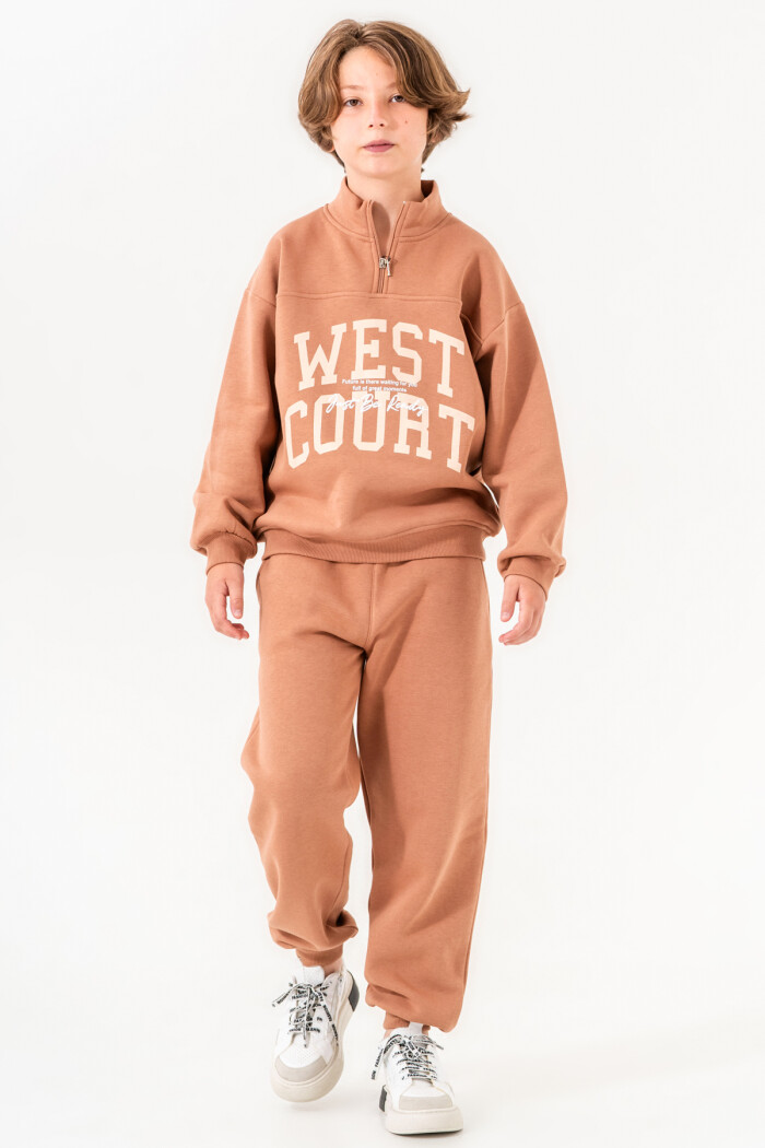 Kahve West Court Baskılı 8-12 Yaş Takım - 3526-2