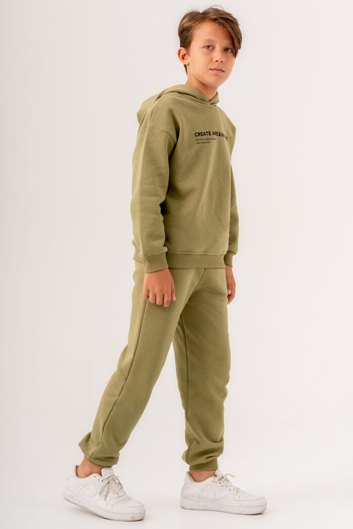 Erkek Çocuk Yeşil Create Are Imagine Baskılı 5-9 Yaş Takım - 3564-7