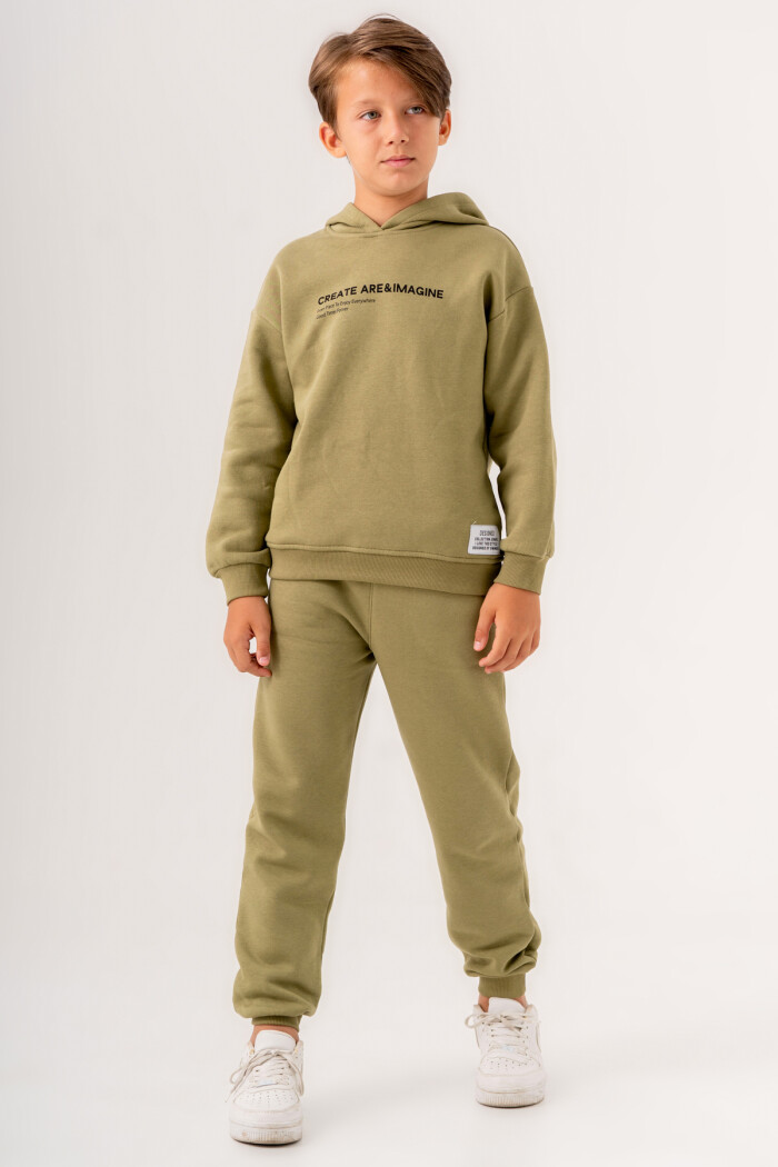 Erkek Çocuk Yeşil Create Are Imagine Baskılı 5-9 Yaş Takım - 3564-7