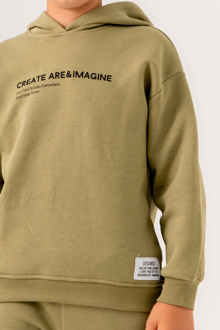 Erkek Çocuk Yeşil Create Are Imagine Baskılı 5-9 Yaş Takım - 3564-7