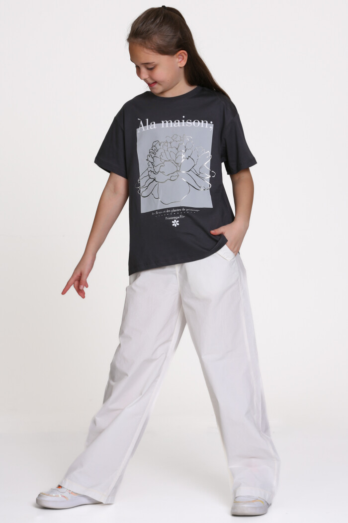 Füme Ala Maison Baskılı 9-13 Yaş Takım - 2485-2