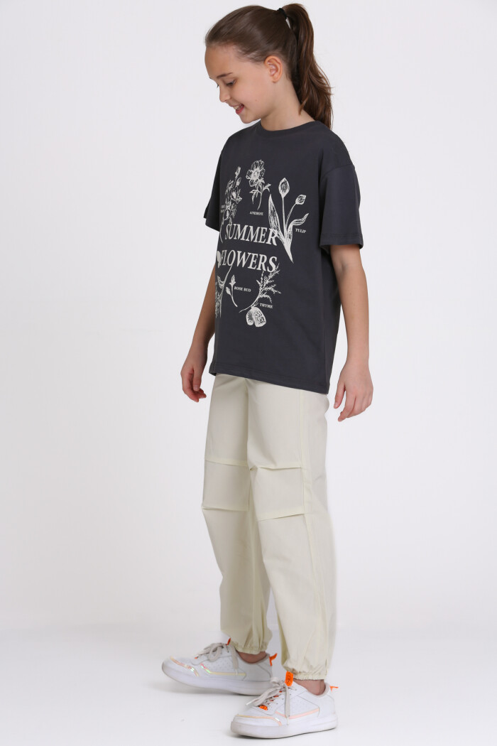 Füme Summer Flowers Baskılı 9-13 Yaş Takım - 2482-2