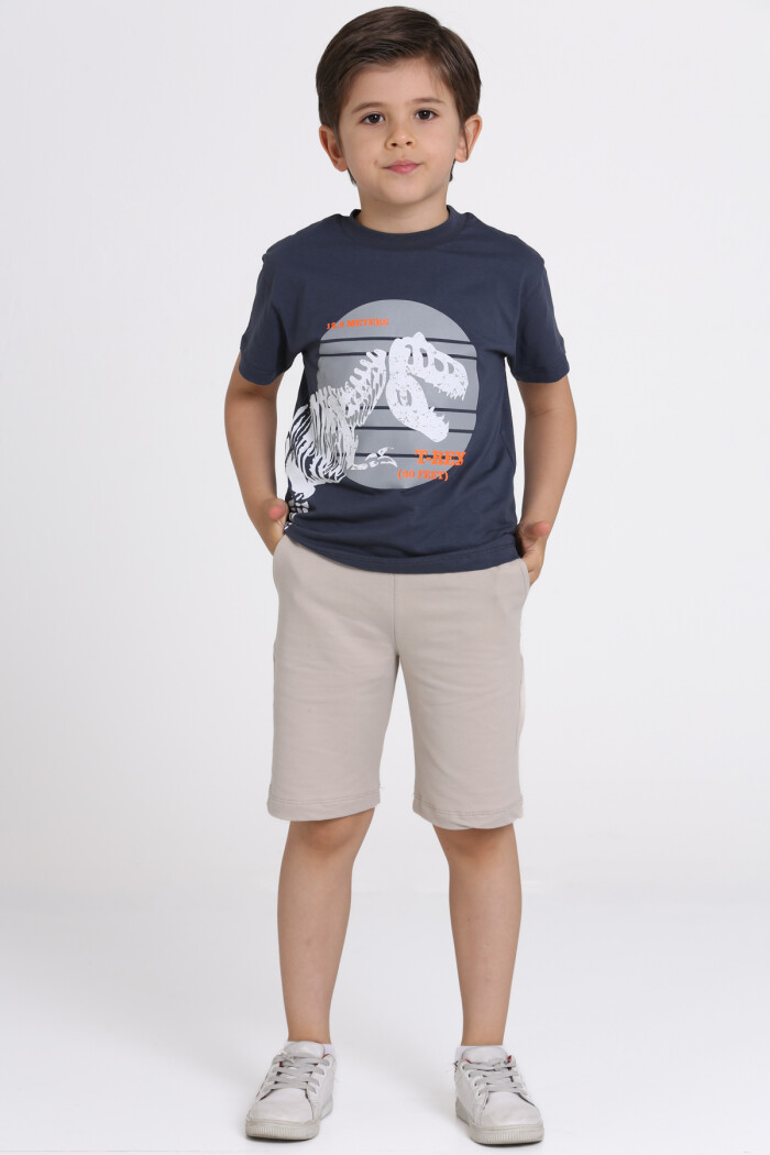 Füme T-Rex Baskılı 5-9 Yaş Takım - 81405-2