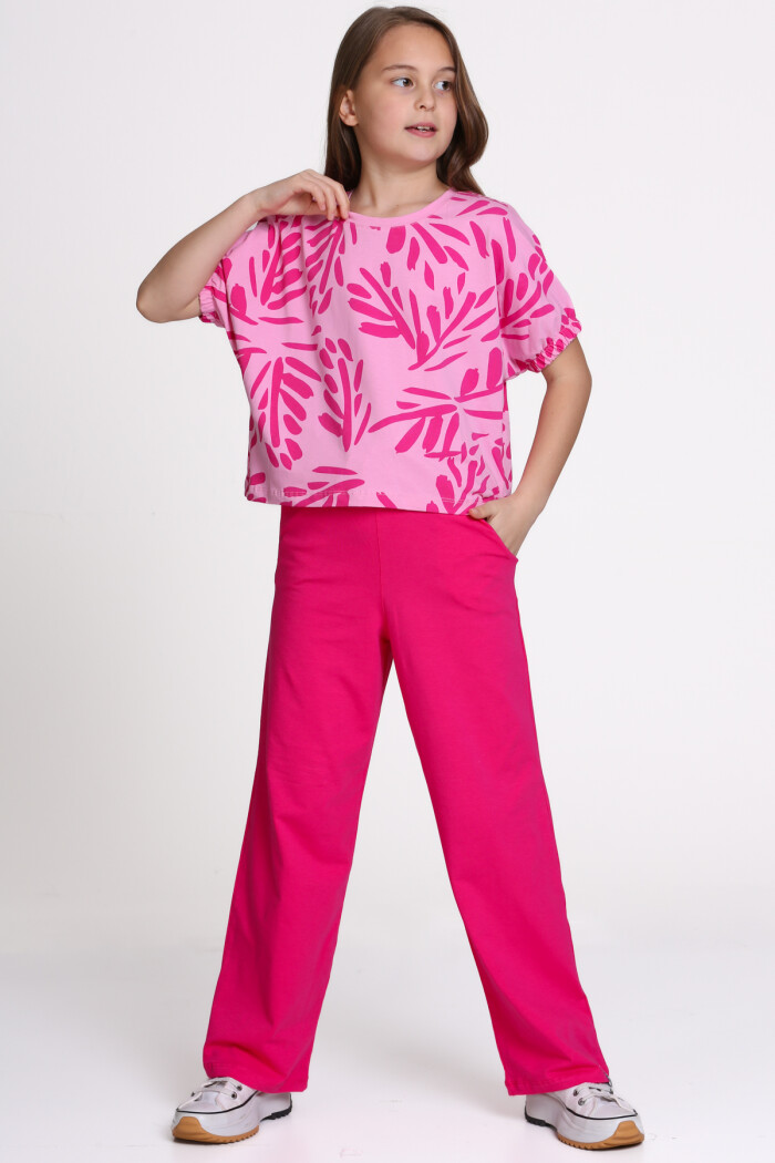 Fuşya Baskılı 8-12 Yaş Takım - 2521-1