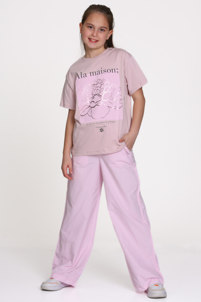 Gül Kurusu Ala Maison Baskılı 9-13 Yaş Takım - 2485-3