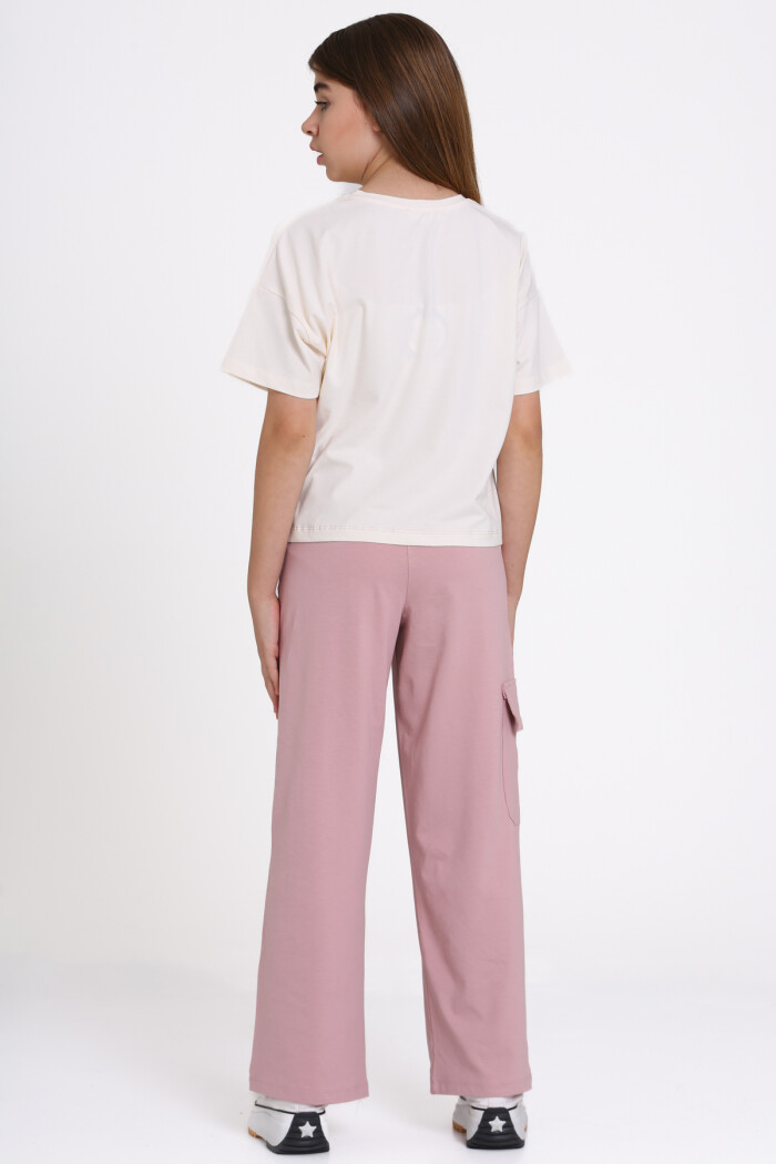 Gül Kurusu Keep Doing Good Things Baskılı 8-12 Yaş Takım - 2448-2