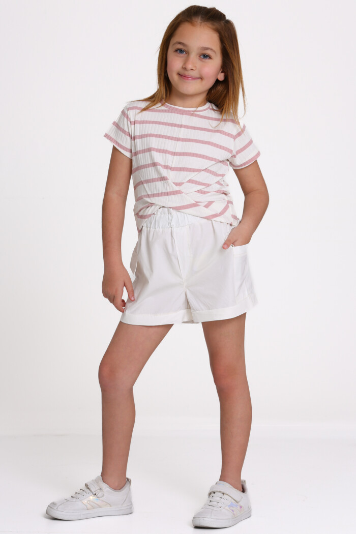 Gül Kurusu Kendinden Bağlamalı Poplin 5-9 Yaş Takım - 2489-4