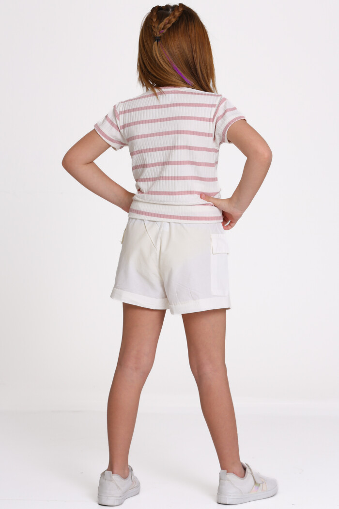 Gül Kurusu Kendinden Bağlamalı Poplin 5-9 Yaş Takım - 2489-4