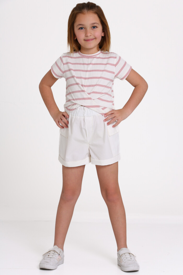 Gül Kurusu Kendinden Bağlamalı Poplin 5-9 Yaş Takım - 2489-4