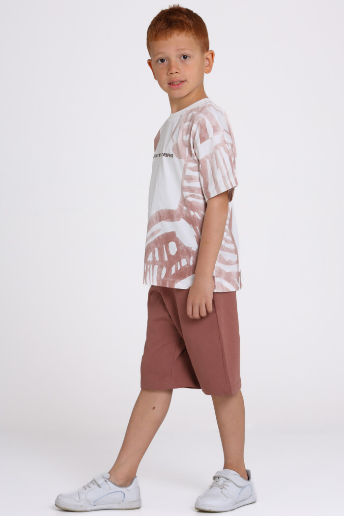 Kahve Count My Stripes Baskılı 5-9 Yaş Takım - 2505-3