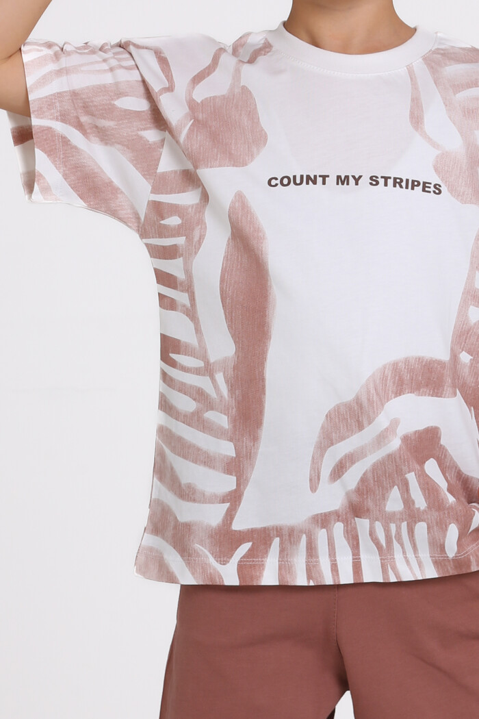 Kahve Count My Stripes Baskılı 5-9 Yaş Takım - 2505-3