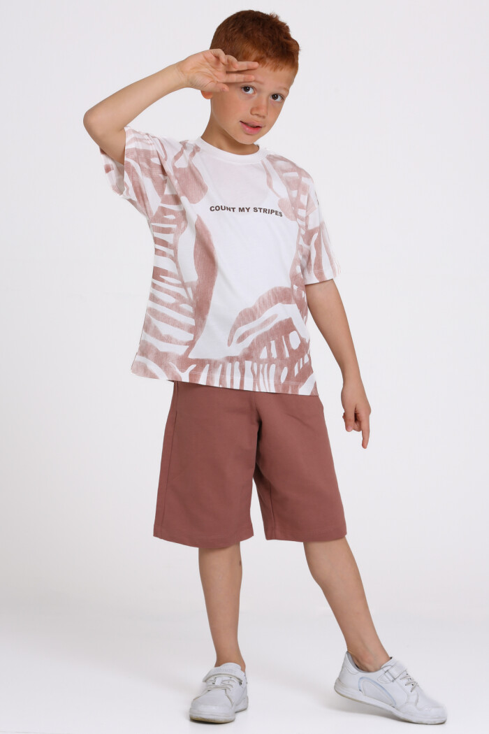 Kahve Count My Stripes Baskılı 5-9 Yaş Takım - 2505-3