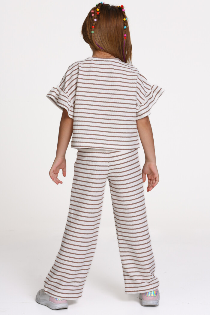 Kahve Kalp Nakışlı 3-7 Yaş Takım - 2533-4