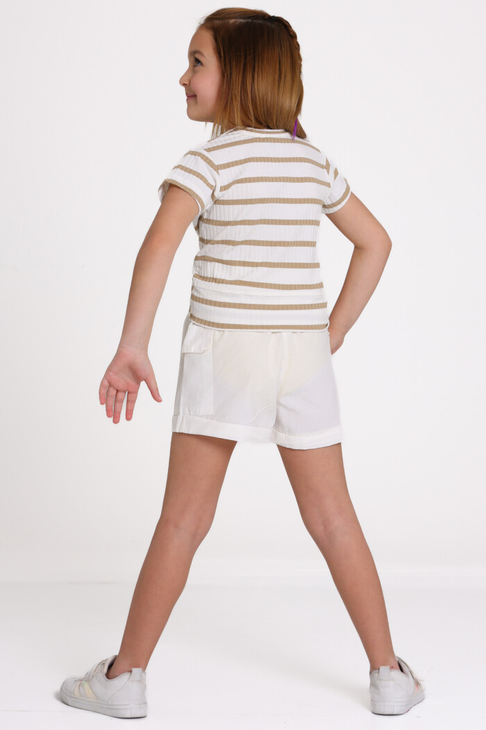 Bej Kendinden Bağlamalı Poplin 5-9 Yaş Takım - 2489-3