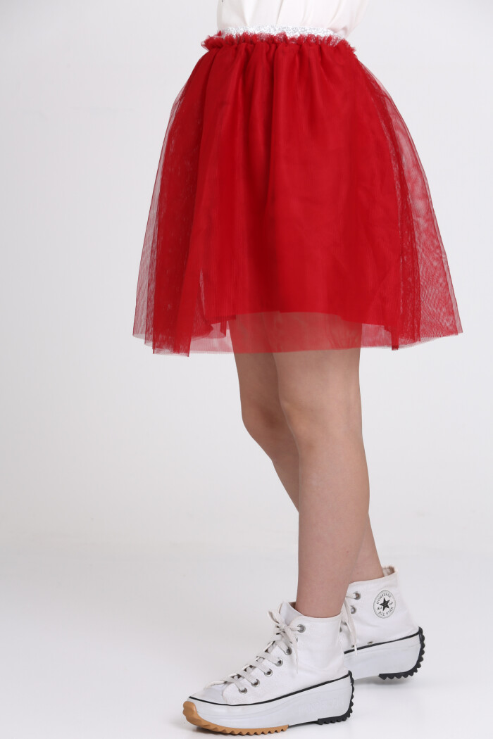 Kırmızı Tüllü 4-13 Yaş Etek - 81407-2