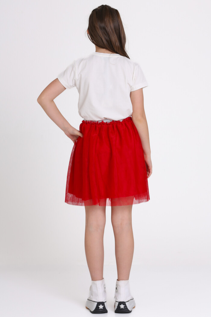 Kırmızı Tüllü 4-13 Yaş Etek - 81407-2