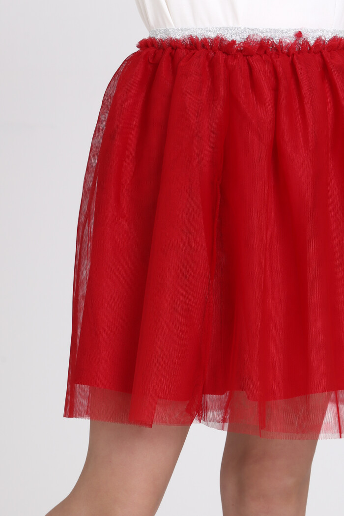 Kırmızı Tüllü 4-13 Yaş Etek - 81407-2