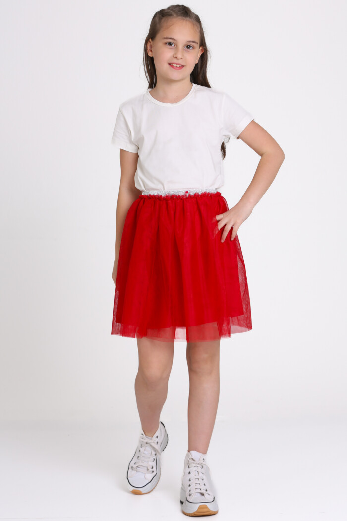 Kırmızı Tüllü 4-13 Yaş Etek - 81407-2