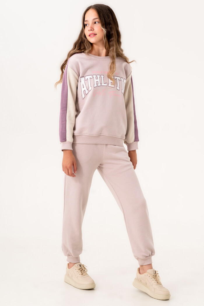 Lila Kız Çocuk Baskılı 8-12 Yaş Takım - 3549-2