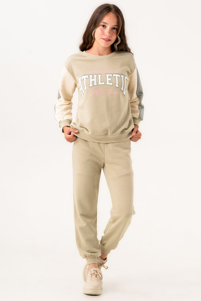 Yeşil Kız Çocuk Baskılı 8-12 Yaş Takım - 3549-3