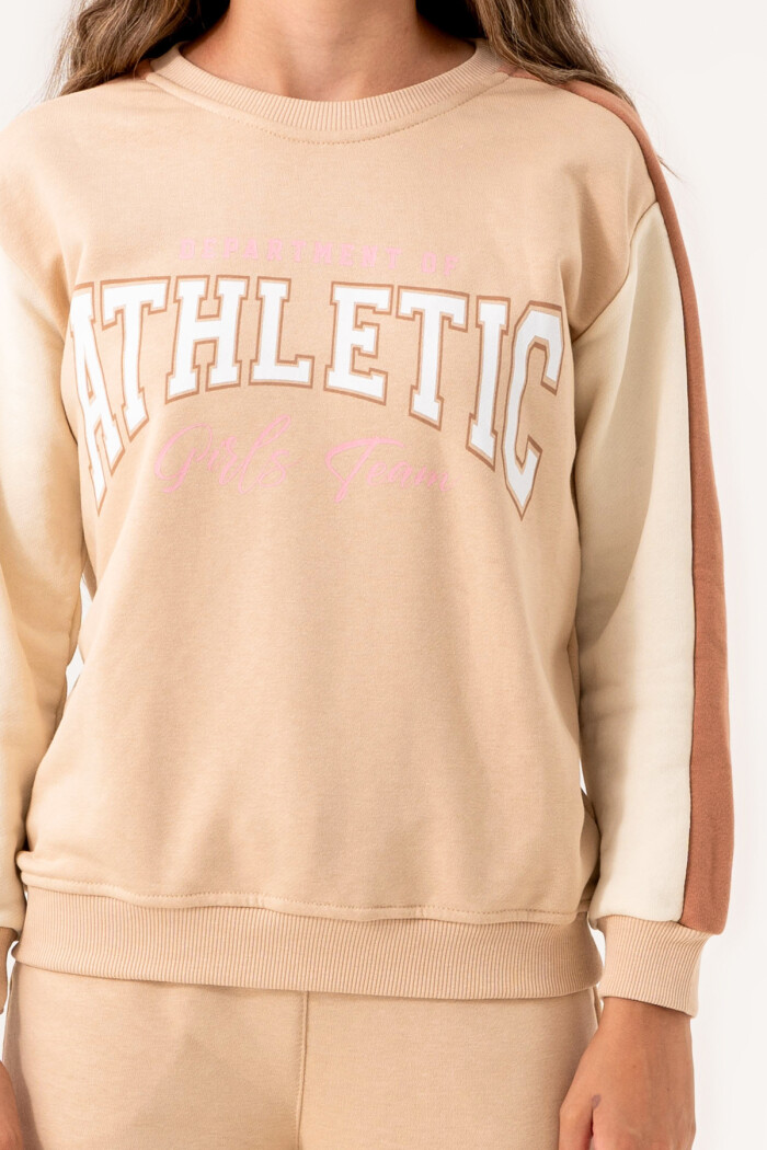 Bej Kız Çocuk Baskılı 8-12 Yaş Takım - 3549-4