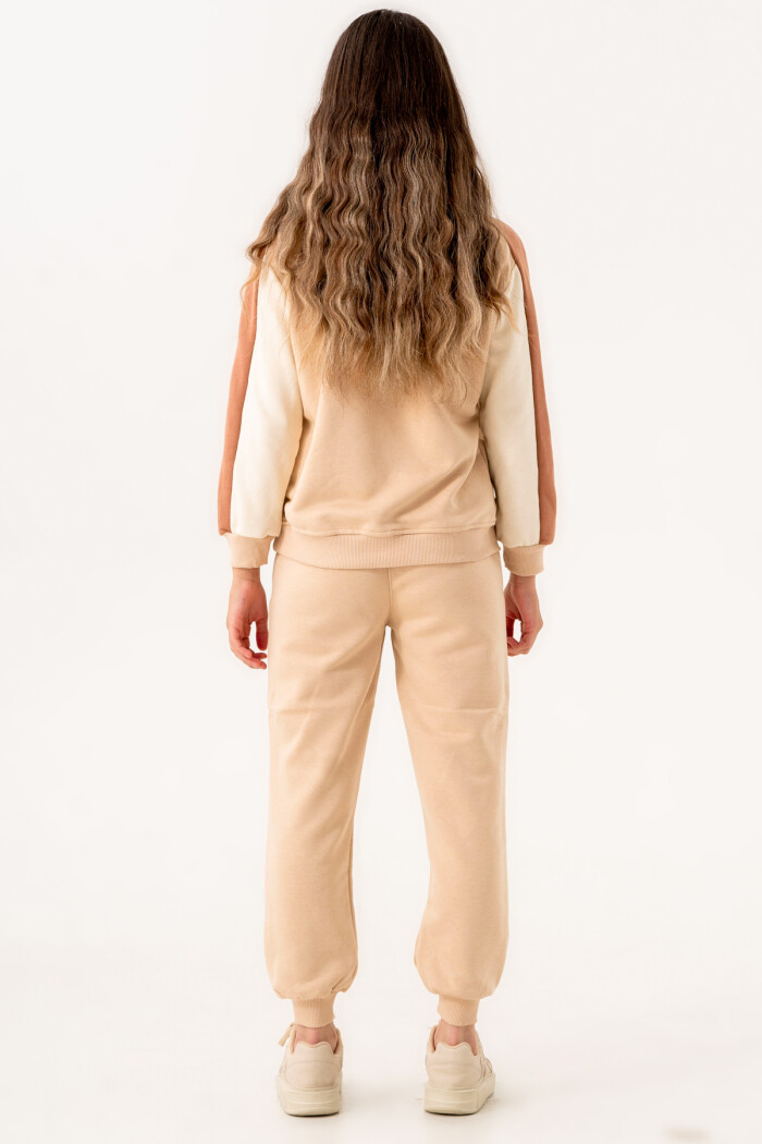 Bej Kız Çocuk Baskılı 8-12 Yaş Takım - 3549-4