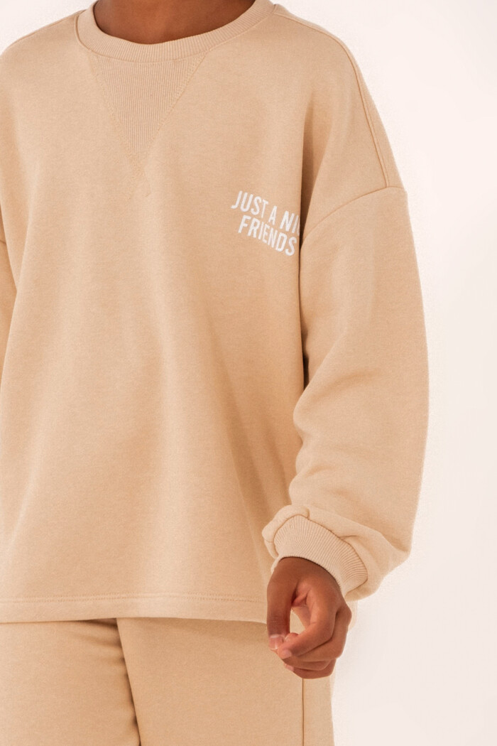 Bej Just A Nice Friends Baskılı 8-12 Yaş Takım - 3500-4