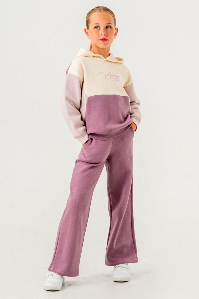 Mor Believe Your Self All Time Baskılı 5-9 Yaş Takım - 3553-4