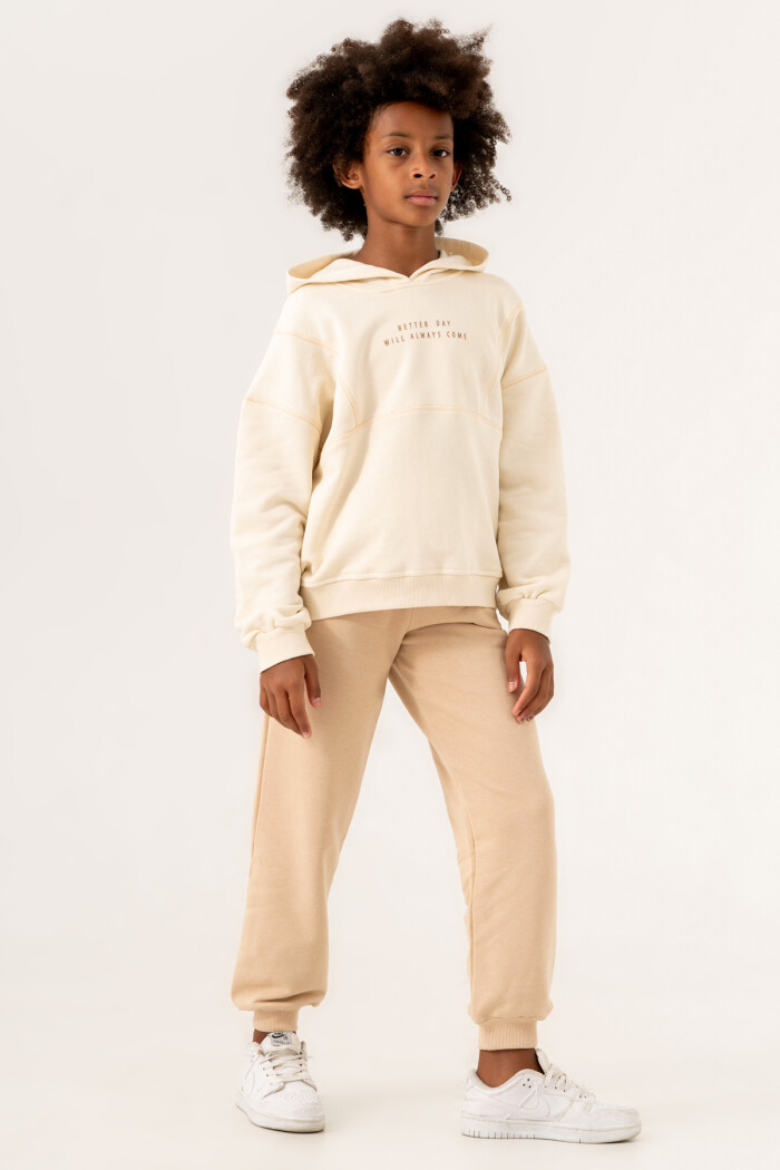 Bej Better Day Will Always Come Baskılı 8-12 Yaş Takım - 3547-3