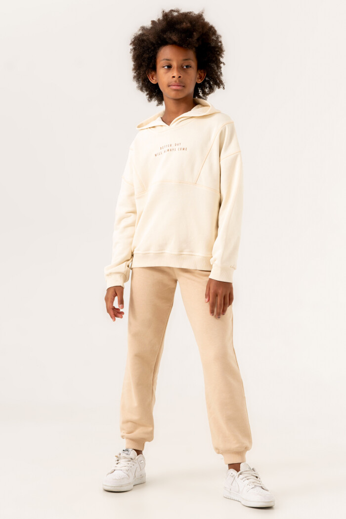 Bej Better Day Will Always Come Baskılı 8-12 Yaş Takım - 3547-3