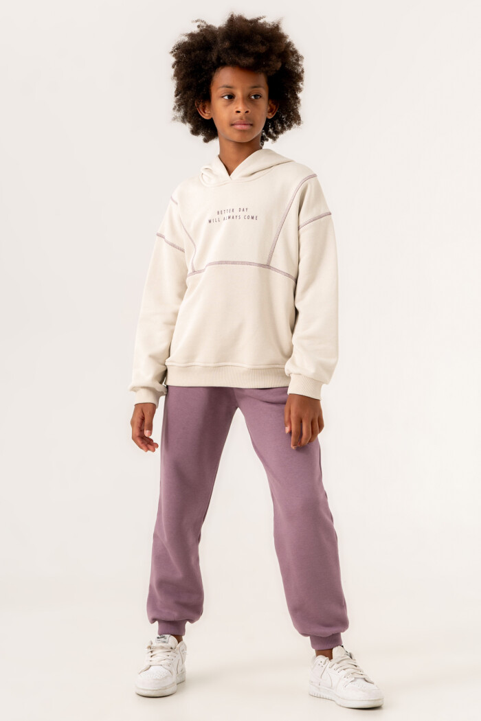 Mor Better Day Will Always Come Baskılı 8-12 Yaş Takım - 3547-5