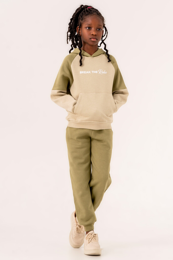 Kız Çocuk Yeşil Break The Rules Baskılı 5-9 Yaş Takım - 3555-2