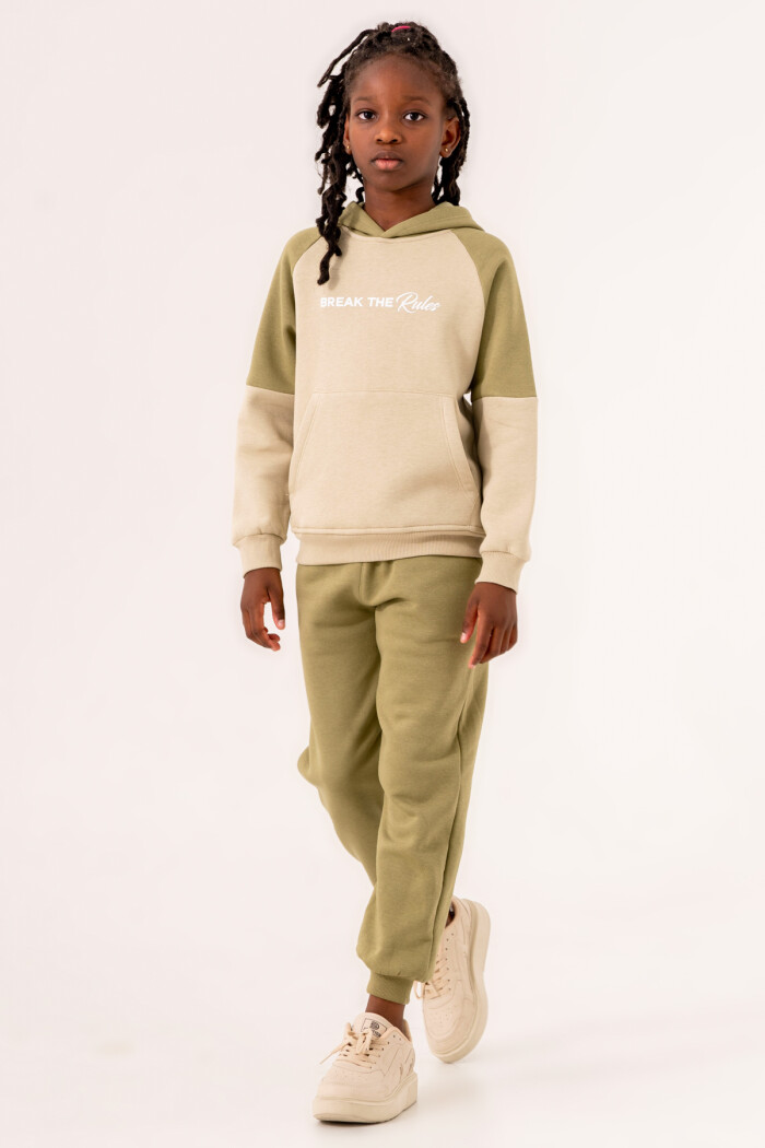 Kız Çocuk Yeşil Break The Rules Baskılı 5-9 Yaş Takım - 3555-2