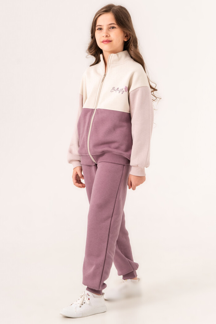 Mor Butterfly Baskılı  5-9 Yaş Takım - 3523-1