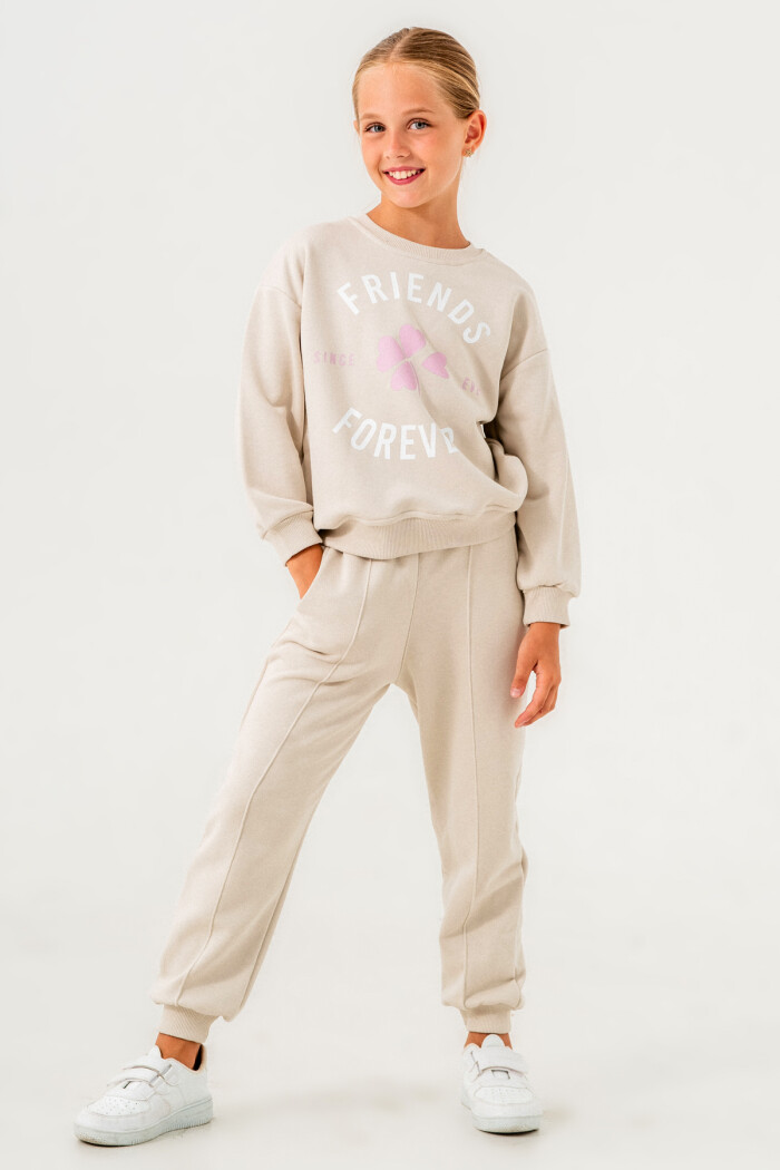 Krem Friends Forever Baskılı 5-9 Yaş Takım - 3538-3