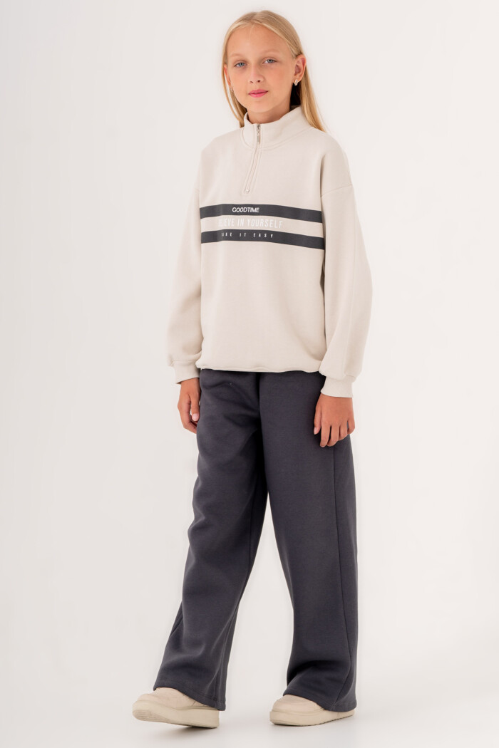 Kız Çocuk Füme Goodtime Baskılı 8-12 Yaş Takım - 3524-4