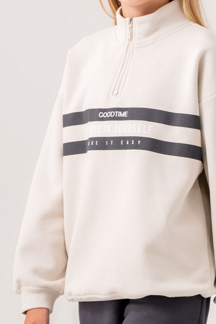 Kız Çocuk Füme Goodtime Baskılı 8-12 Yaş Takım - 3524-4