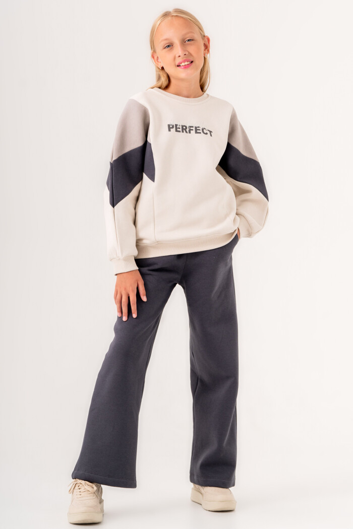 Kız Çocuk Füme Perfect Baskılı 8-12 Yaş Takım - 3550-5