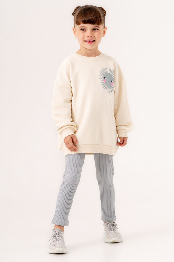 Gri Hello Sunshine Baskılı 1-5 Yaş Takım - 3501-1