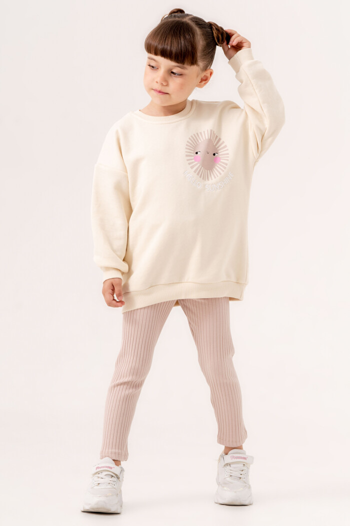 Krem Hello Sunshine Baskılı 1-5 Yaş Takım - 3501-2