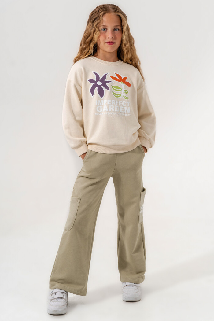 Krem Imperfect Garden Baskılı 5-9 Yaş Takım - 3502-2
