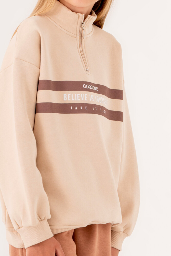 Kız Çocuk Kahve Goodtime Baskılı 8-12 Yaş Takım - 3524-2