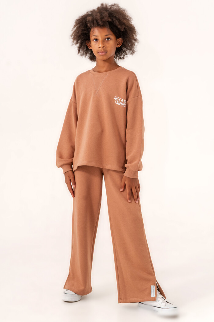 Kahve Just A Nice Friends Baskılı 8-12 Yaş Takım - 3500-1