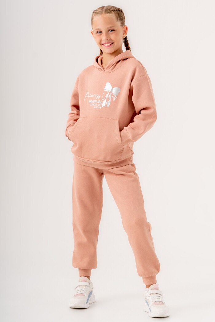 Kız Çocuk Kiremit River Island Baskılı 5-9 Yaş Takım - 3566-2