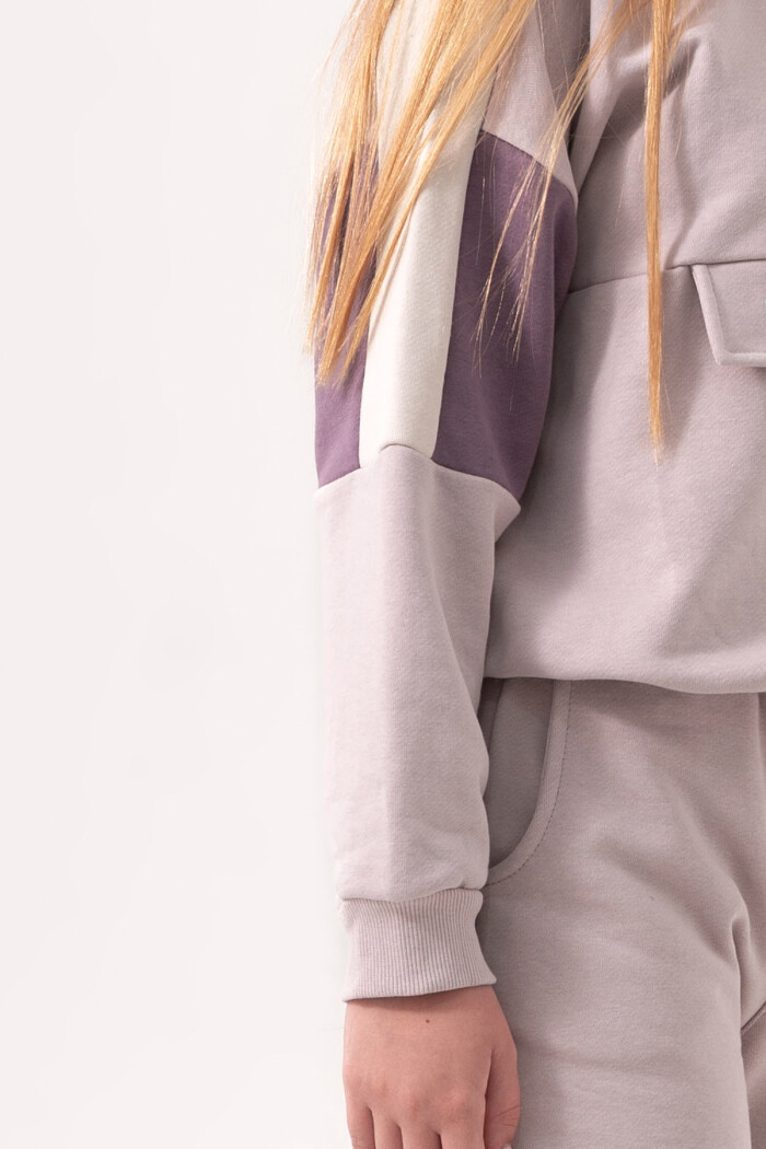 Kız Çocuk Lila Bisiklet Yaka Lastik Paça 8-12 Yaş Takım - 3581-2